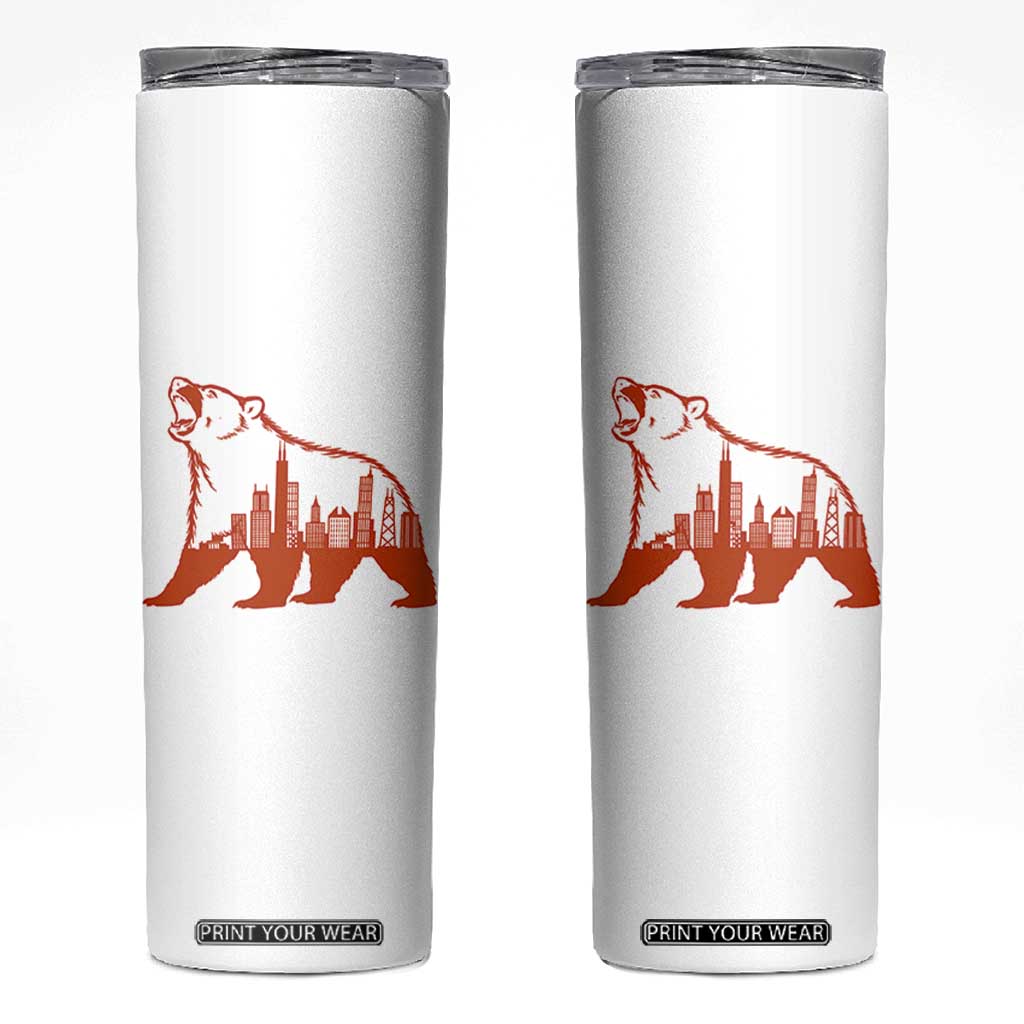 Chicago Skyline Bear Skinny Tumbler Urban Streetwear Gift TS12 White Print Your Wear