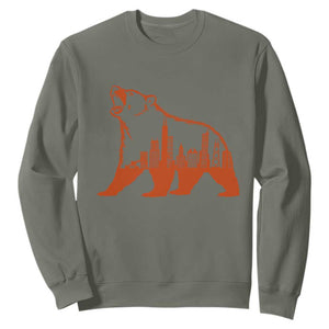 Chicago Skyline Bear Sweatshirt Urban Streetwear Gift TS12 Military Green Print Your Wear