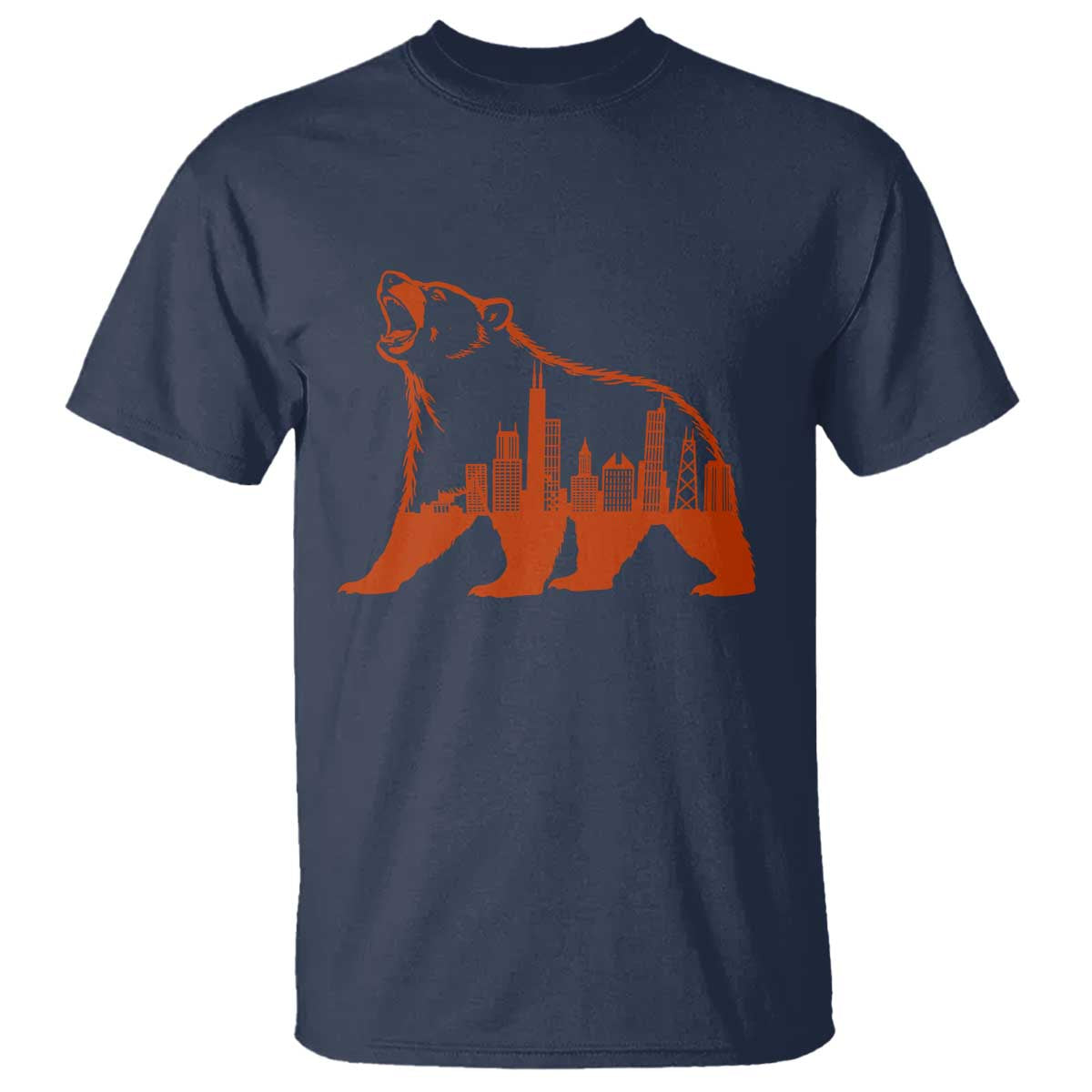 Chicago Skyline Bear T Shirt Urban Streetwear Gift TS12 Navy Print Your Wear