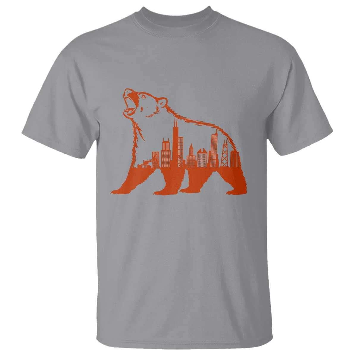 Chicago Skyline Bear T Shirt Urban Streetwear Gift TS12 Sport Gray Print Your Wear