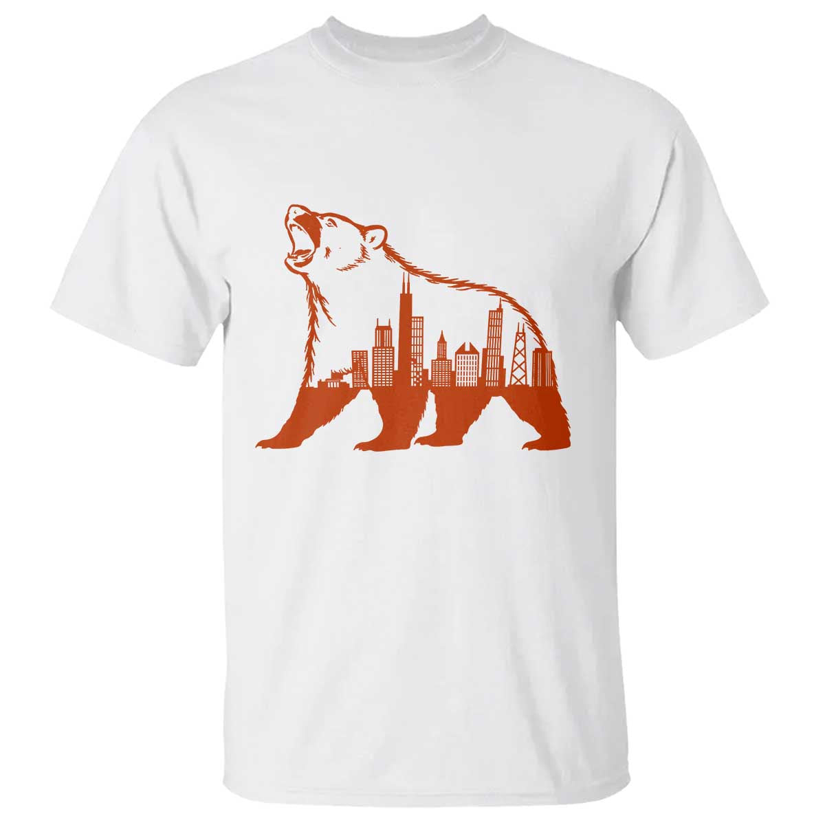 Chicago Skyline Bear T Shirt Urban Streetwear Gift TS12 White Print Your Wear