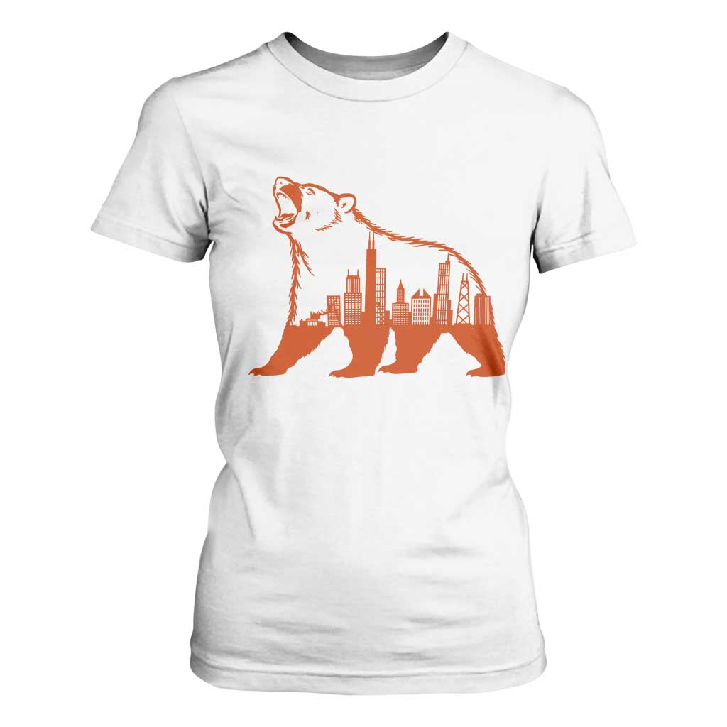 Chicago Skyline Bear T Shirt For Women Urban Streetwear Gift TS12 White Print Your Wear