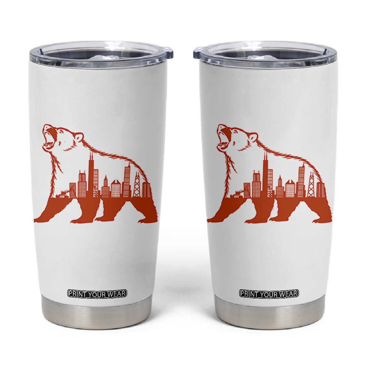Chicago Skyline Bear Tumbler Cup Urban Streetwear Gift TS12 White Print Your Wear
