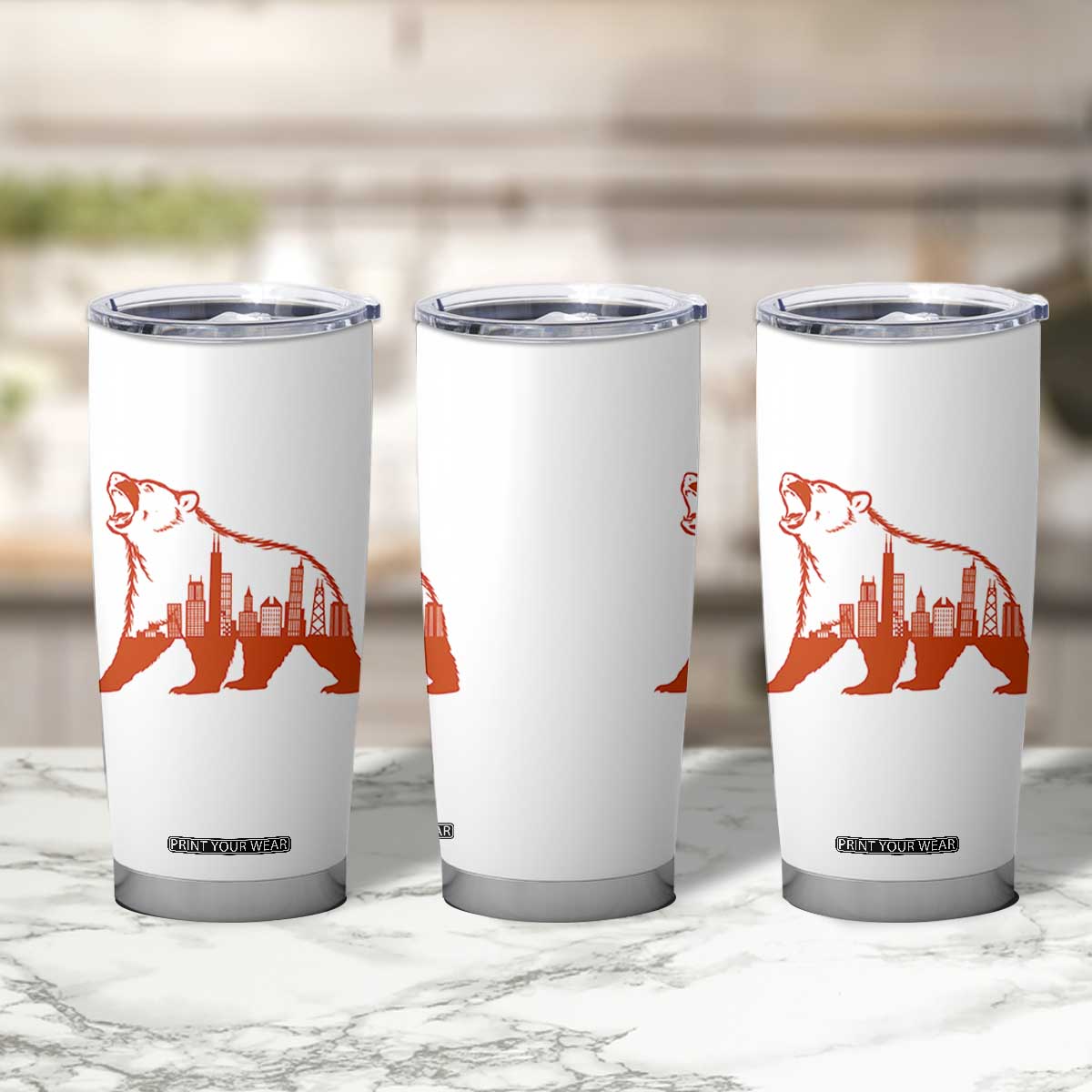 Chicago Skyline Bear Tumbler Cup Urban Streetwear Gift TS12 Print Your Wear