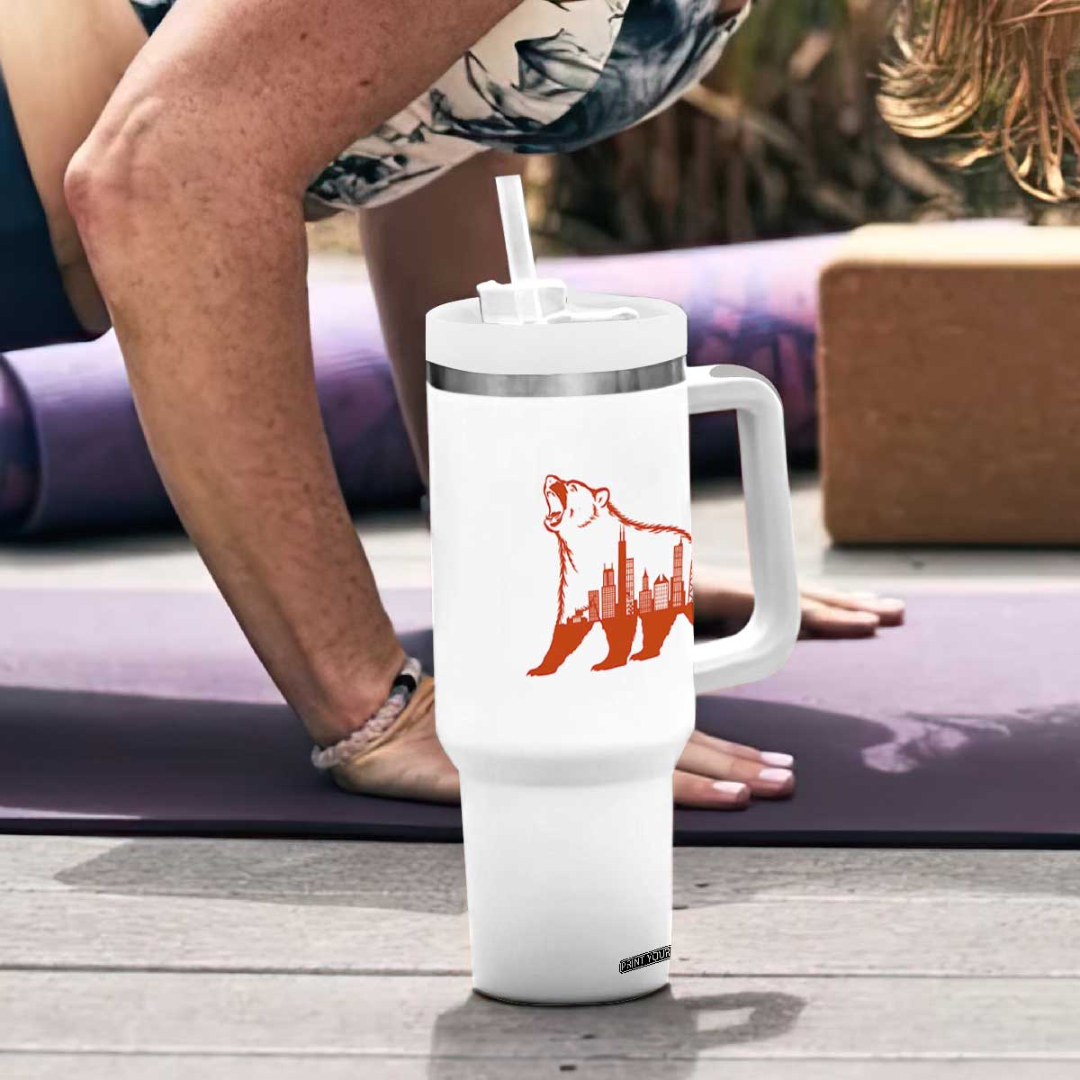 Chicago Skyline Bear Tumbler With Handle Urban Streetwear Gift TS12 Print Your Wear