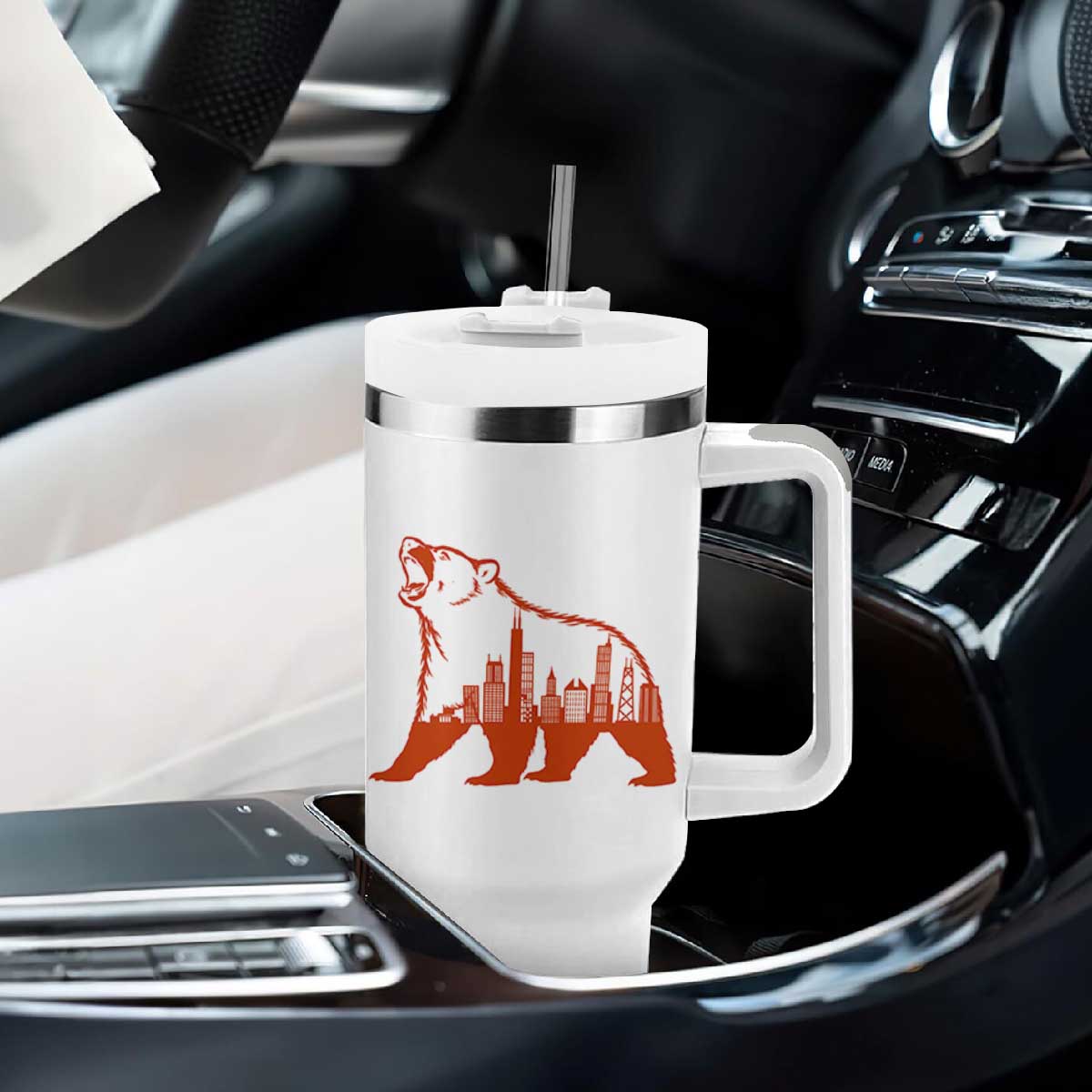 Chicago Skyline Bear Tumbler With Handle Urban Streetwear Gift TS12 Print Your Wear