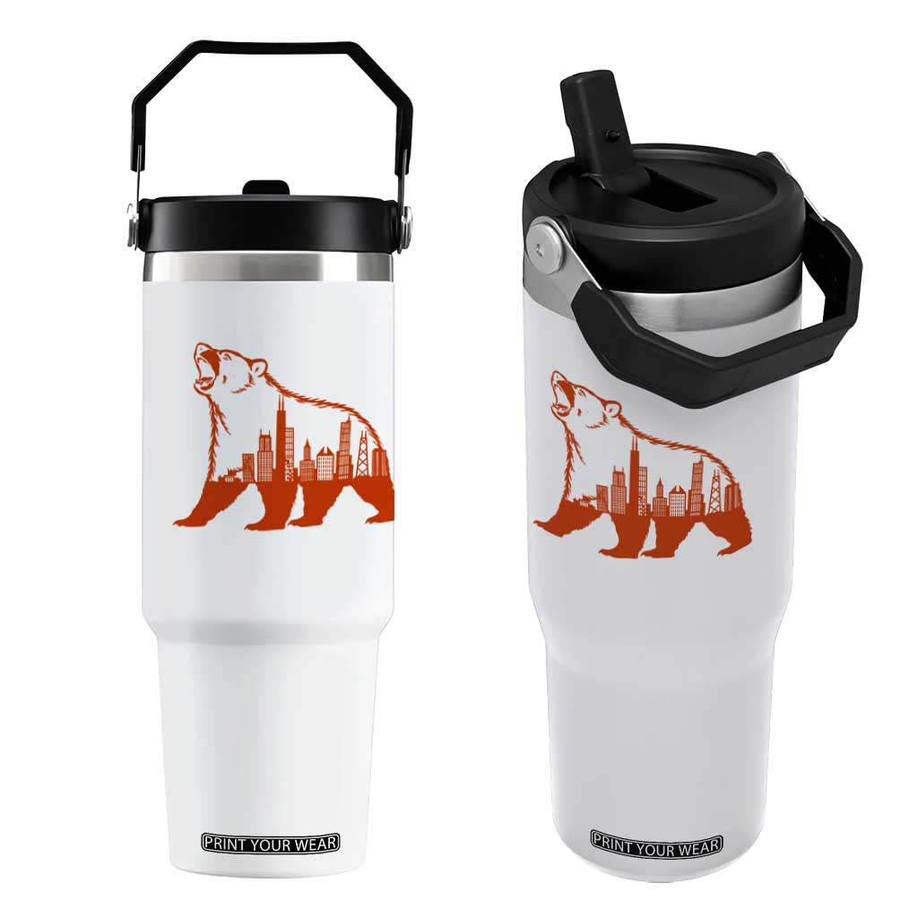 Chicago Skyline Bear Flip Straw Tumbler Urban Streetwear Gift TS12 One Size: 30 oz White Print Your Wear