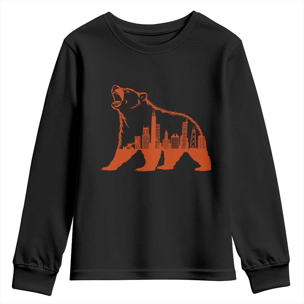 Chicago Skyline Bear Youth Sweatshirt Urban Streetwear Gift TS12 Black Print Your Wear