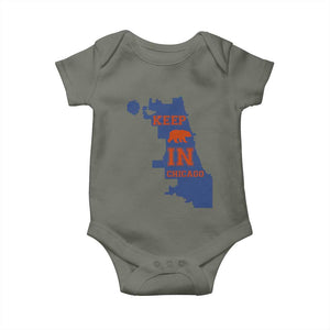 Chicago Map Bear Keep The Team Baby Onesie Funny City Pride Gift TS12 Military Green Print Your Wear