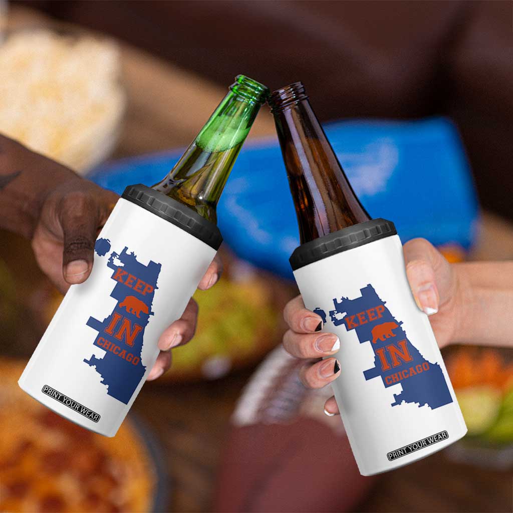 Chicago Map Bear Keep The Team 4 in 1 Can Cooler Tumbler Funny City Pride Gift TS12 Print Your Wear