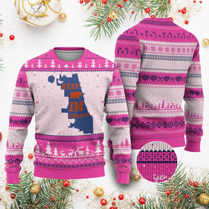 Chicago Map Bear Keep The Team Ugly Christmas Sweater Funny City Pride Gift TS12 Hot Pink Print Your Wear