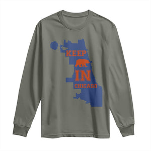 Chicago Map Bear Keep The Team Long Sleeve Shirt Funny City Pride Gift TS12 Military Green Print Your Wear