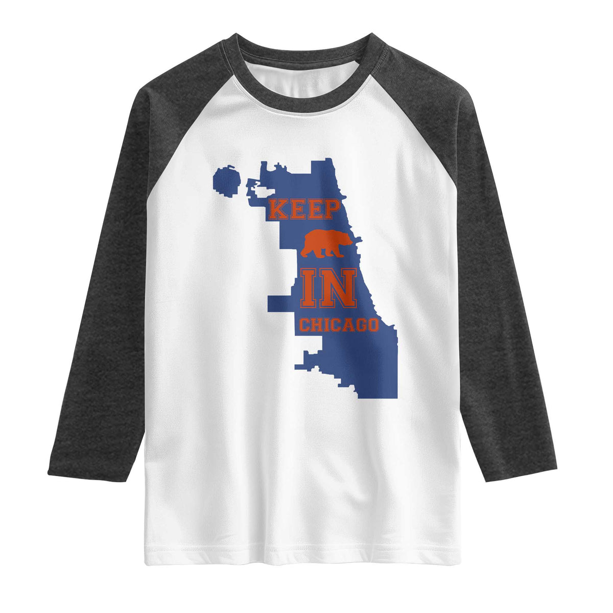 Chicago Map Bear Keep The Team Raglan Shirt Funny City Pride Gift TS12 White Heather Charcoal Print Your Wear