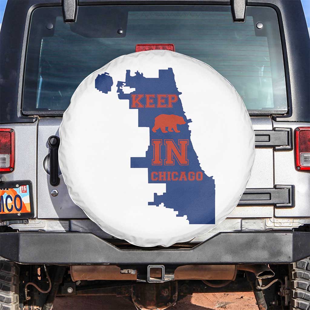 Chicago Map Bear Keep The Team Spare Tire Cover Funny City Pride Gift TS12 No hole White Print Your Wear