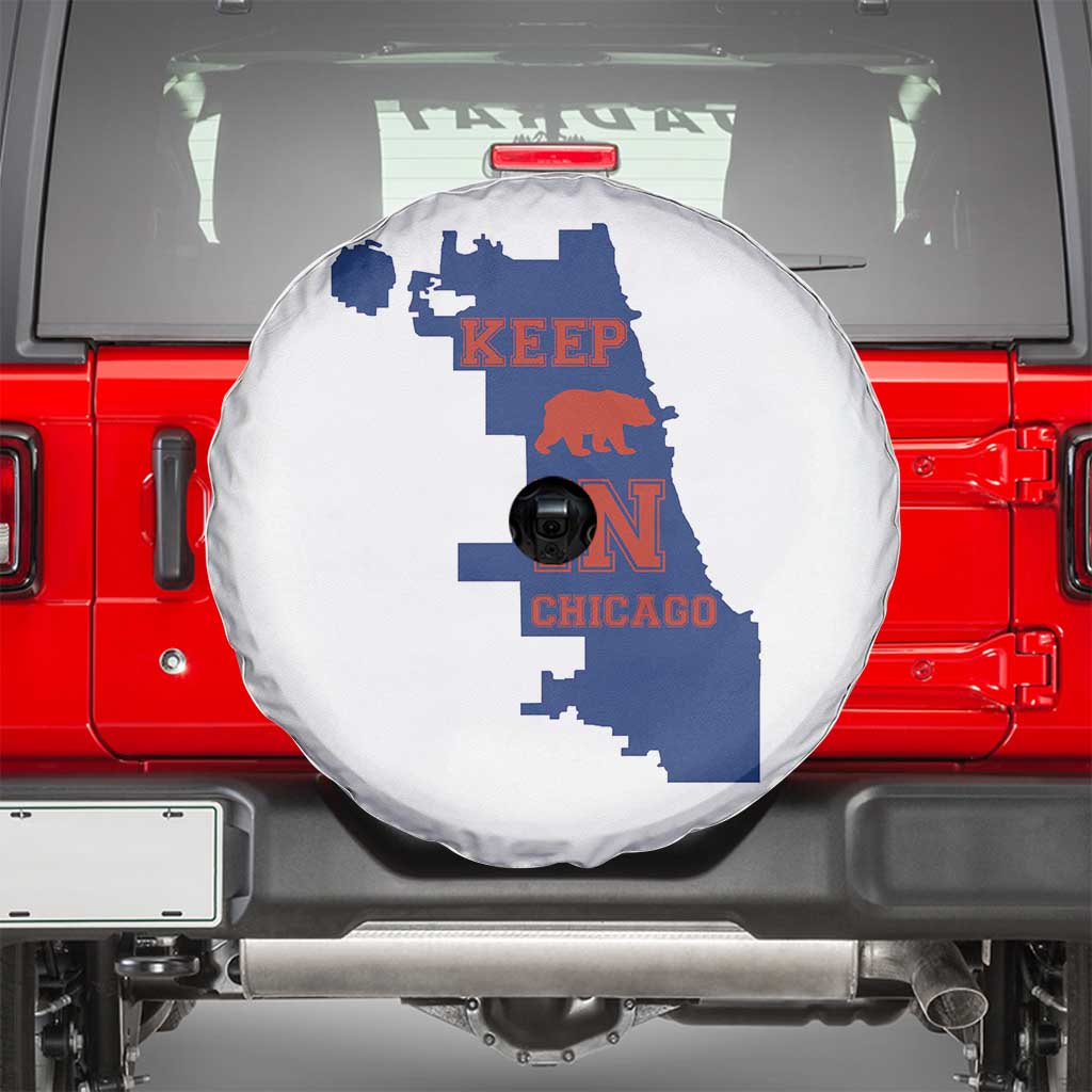 Chicago Map Bear Keep The Team Spare Tire Cover Funny City Pride Gift TS12 White Print Your Wear