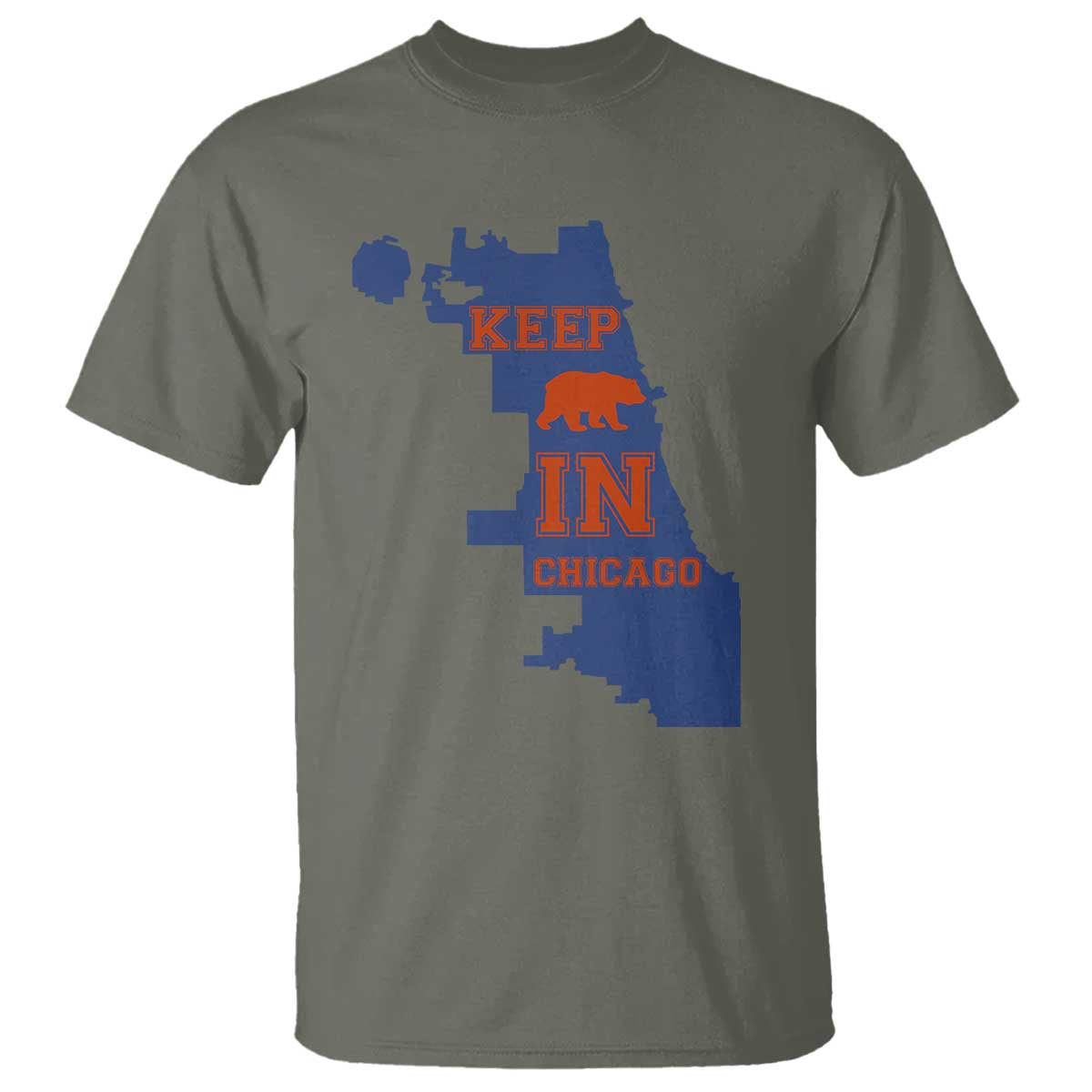 Chicago Map Bear Keep The Team T Shirt Funny City Pride Gift TS12 Military Green Print Your Wear