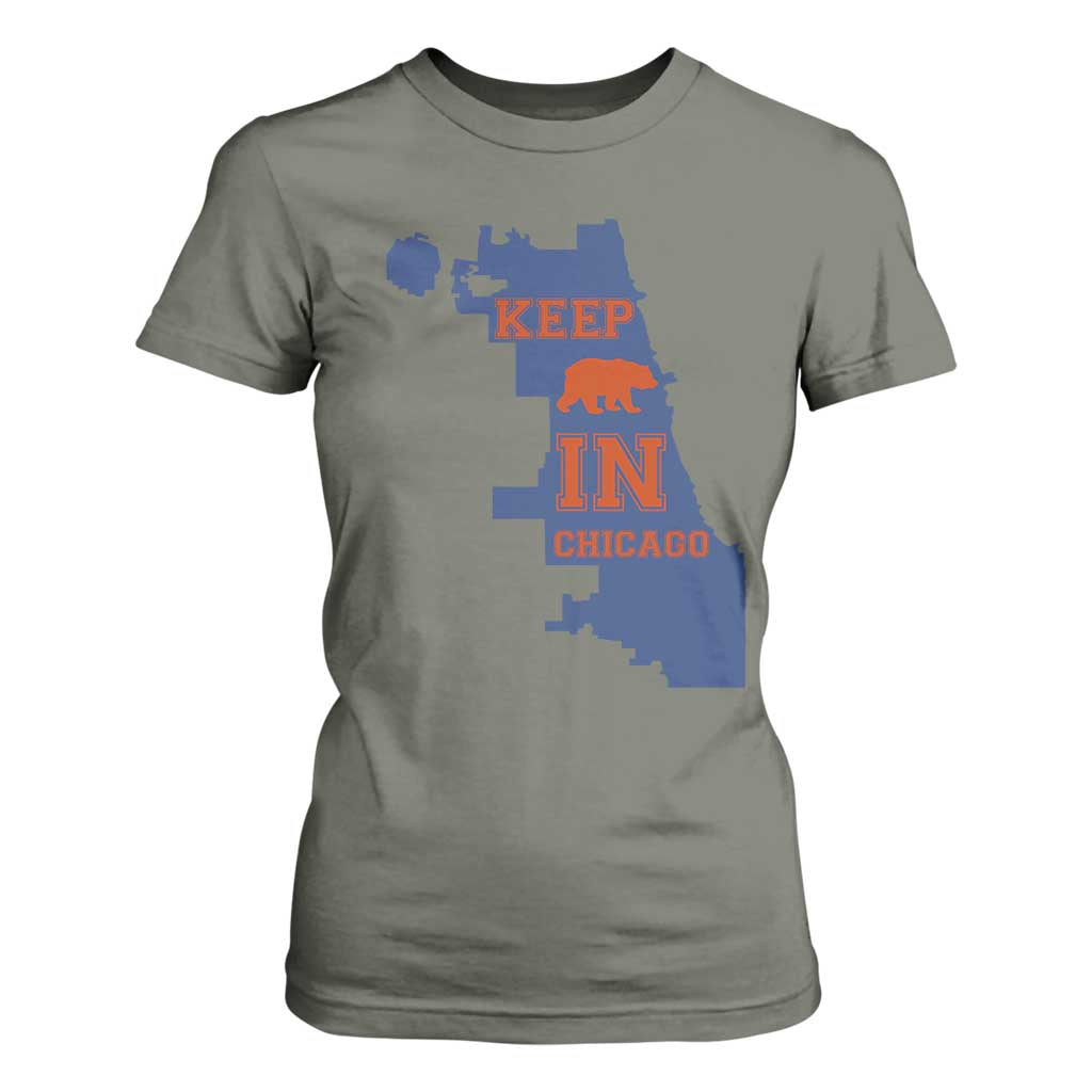 Chicago Map Bear Keep The Team T Shirt For Women Funny City Pride Gift TS12 Military Green Print Your Wear