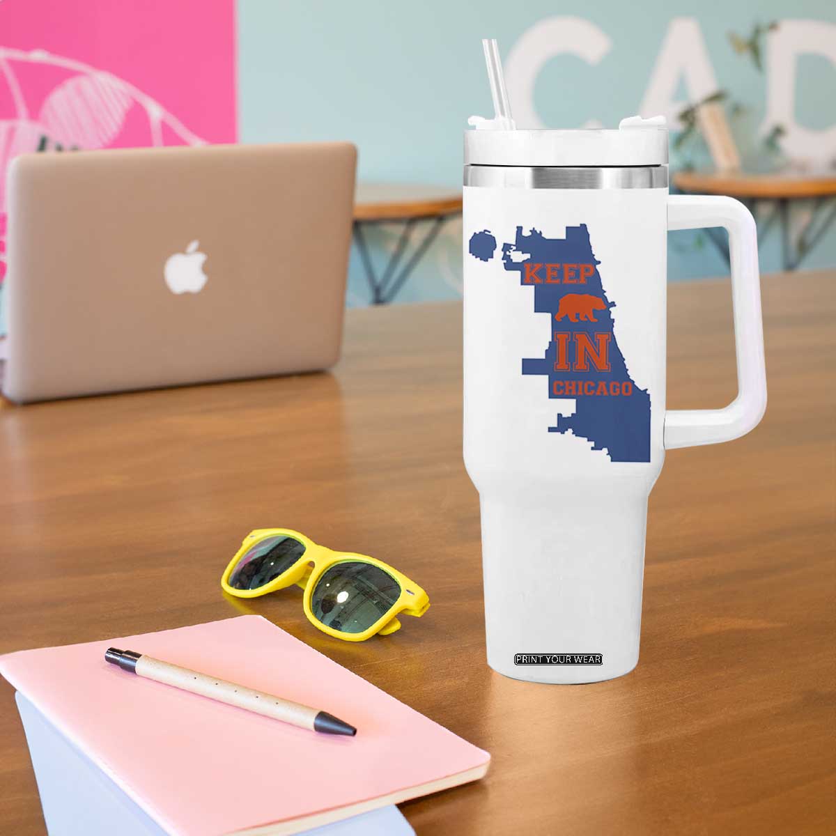 Chicago Map Bear Keep The Team Tumbler With Handle Funny City Pride Gift TS12 Print Your Wear