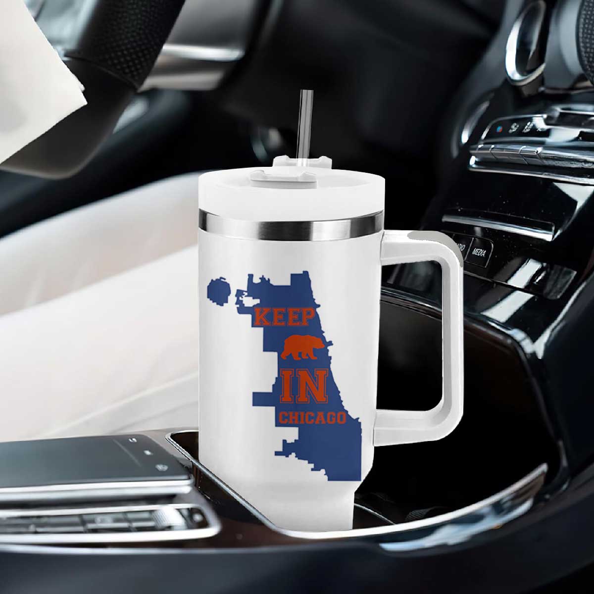 Chicago Map Bear Keep The Team Tumbler With Handle Funny City Pride Gift TS12 Print Your Wear