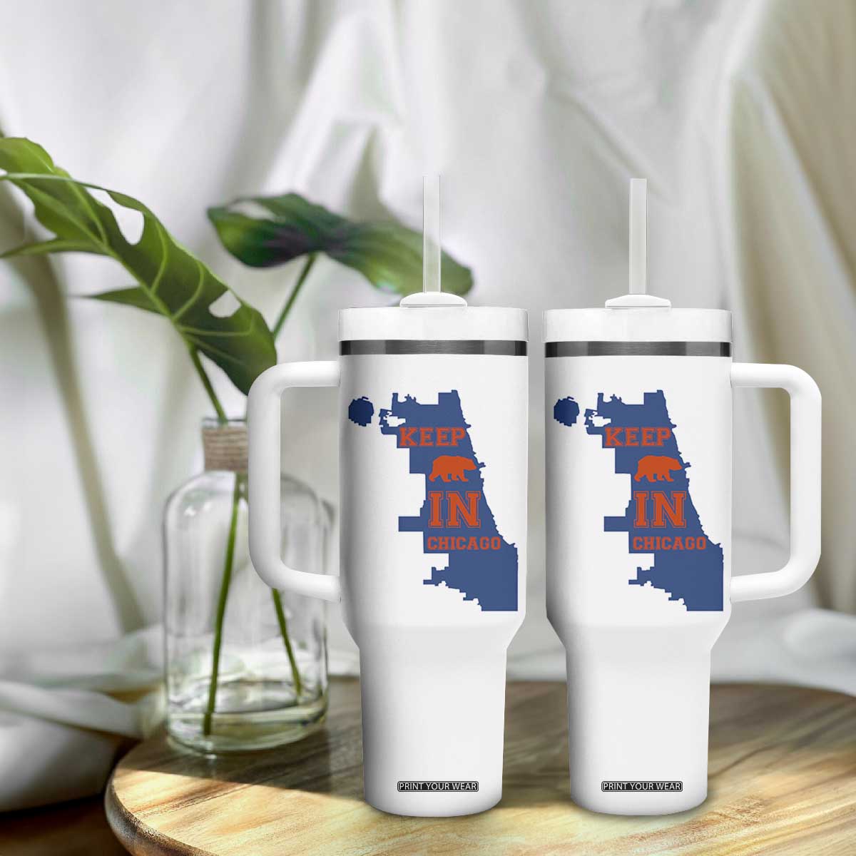 Chicago Map Bear Keep The Team Tumbler With Handle Funny City Pride Gift TS12 Print Your Wear