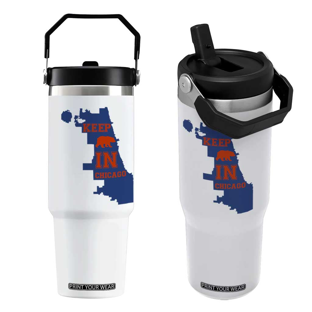 Chicago Map Bear Keep The Team Flip Straw Tumbler Funny City Pride Gift TS12 One Size: 30 oz White Print Your Wear