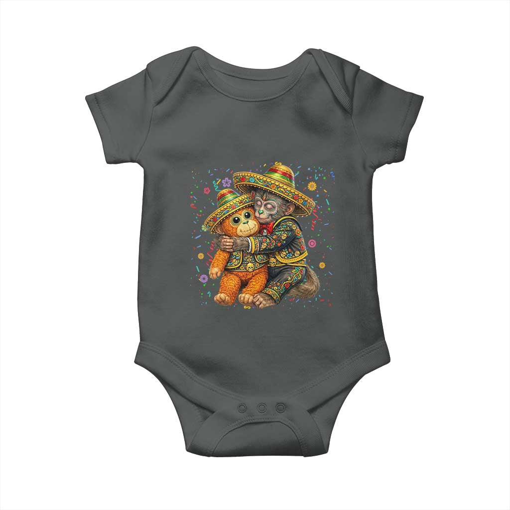 Funny Punch Baby Monkey Cinco De Mayo Baby Onesie Mexican Fiesta Gift TS12 Dark Heather Print Your Wear