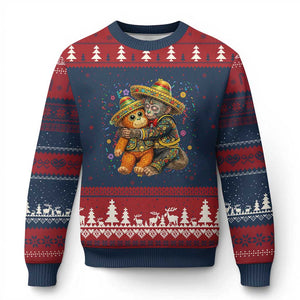 Funny Punch Baby Monkey Cinco De Mayo Ugly Christmas Sweater Mexican Fiesta Gift TS12 Navy Red Print Your Wear