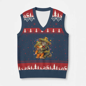 Funny Punch Baby Monkey Cinco De Mayo V-Neck Knit Sweater Vest Mexican Fiesta Gift TS12 Navy Red Print Your Wear