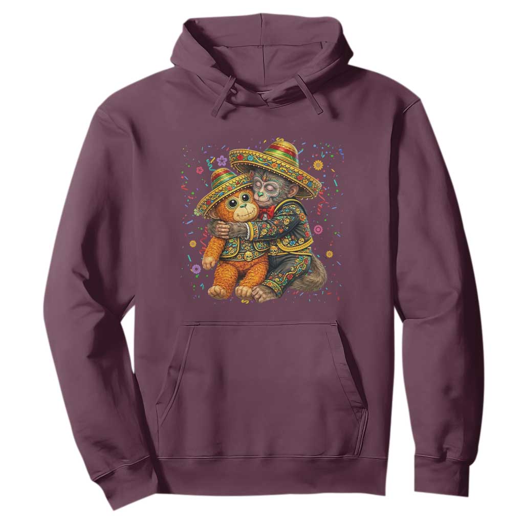 Funny Punch Baby Monkey Cinco De Mayo Hoodie Mexican Fiesta Gift TS12 Maroon Print Your Wear