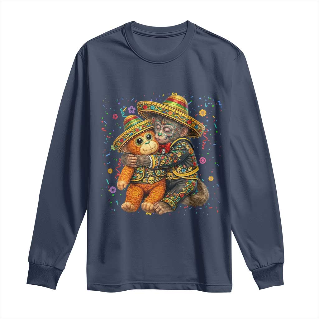 Funny Punch Baby Monkey Cinco De Mayo Long Sleeve Shirt Mexican Fiesta Gift TS12 Navy Print Your Wear