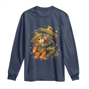 Funny Punch Baby Monkey Cinco De Mayo Long Sleeve Shirt Mexican Fiesta Gift TS12 Navy Print Your Wear