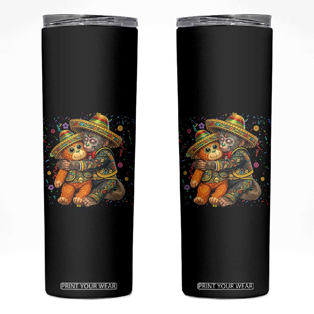 Funny Punch Baby Monkey Cinco De Mayo Skinny Tumbler Mexican Fiesta Gift TS12 Black Print Your Wear