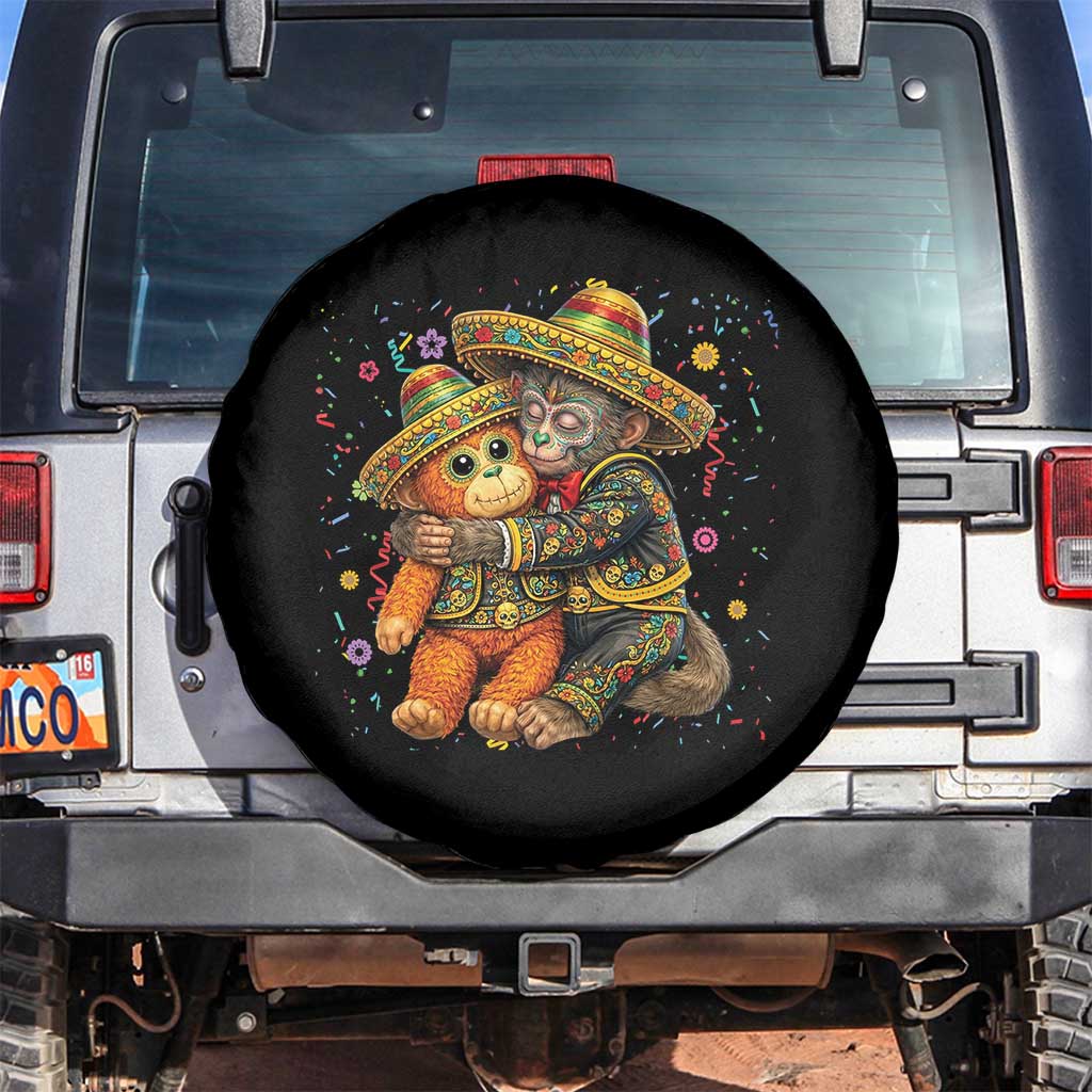 Funny Punch Baby Monkey Cinco De Mayo Spare Tire Cover Mexican Fiesta Gift TS12 No hole Black Print Your Wear
