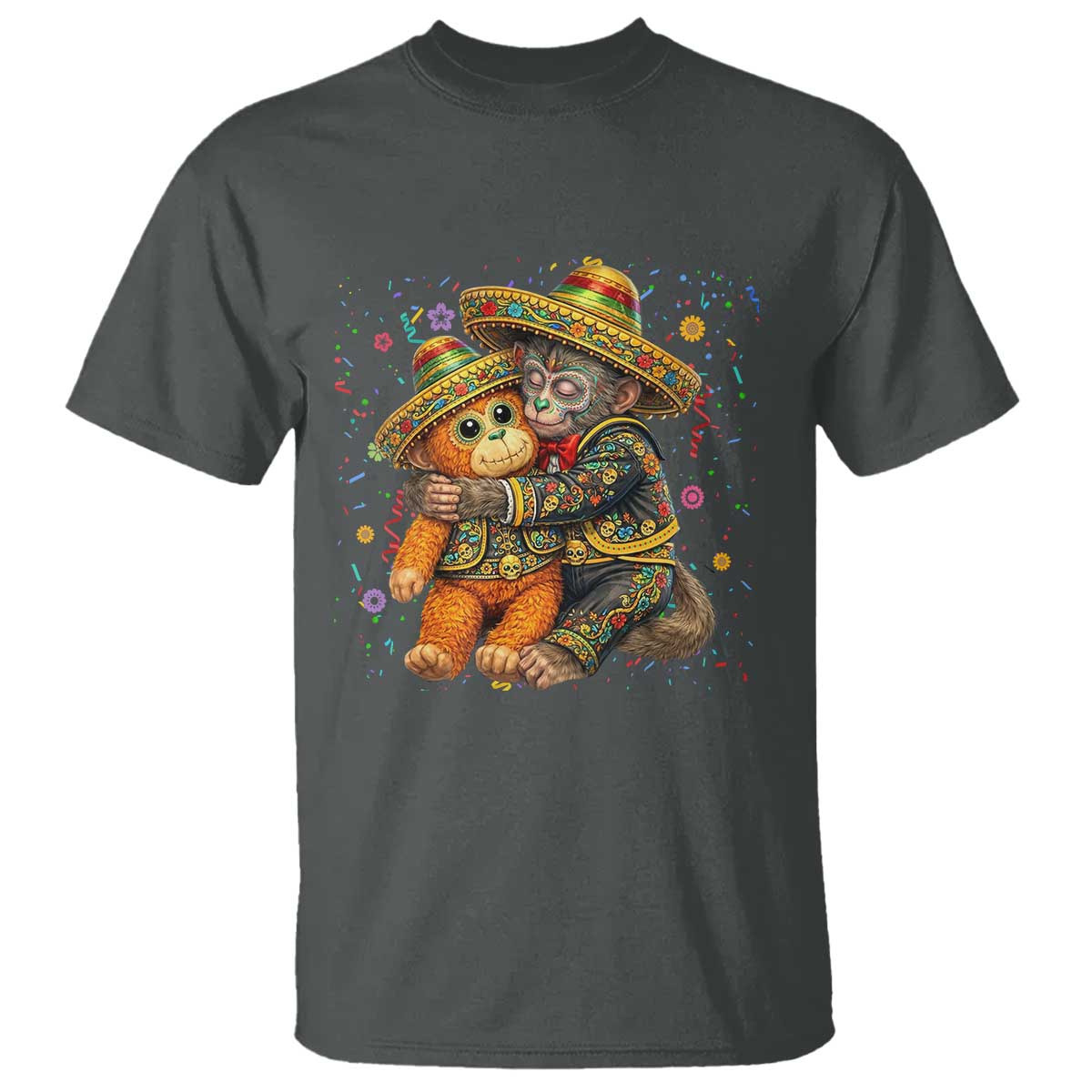 Funny Punch Baby Monkey Cinco De Mayo T Shirt Mexican Fiesta Gift TS12 Dark Heather Print Your Wear