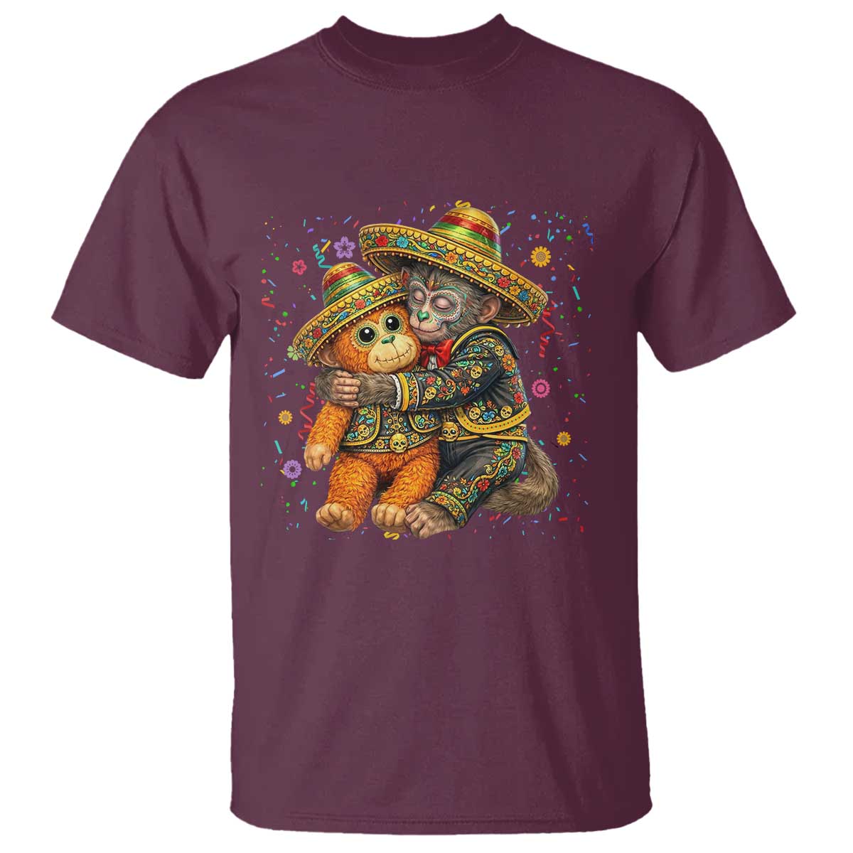 Funny Punch Baby Monkey Cinco De Mayo T Shirt Mexican Fiesta Gift TS12 Maroon Print Your Wear