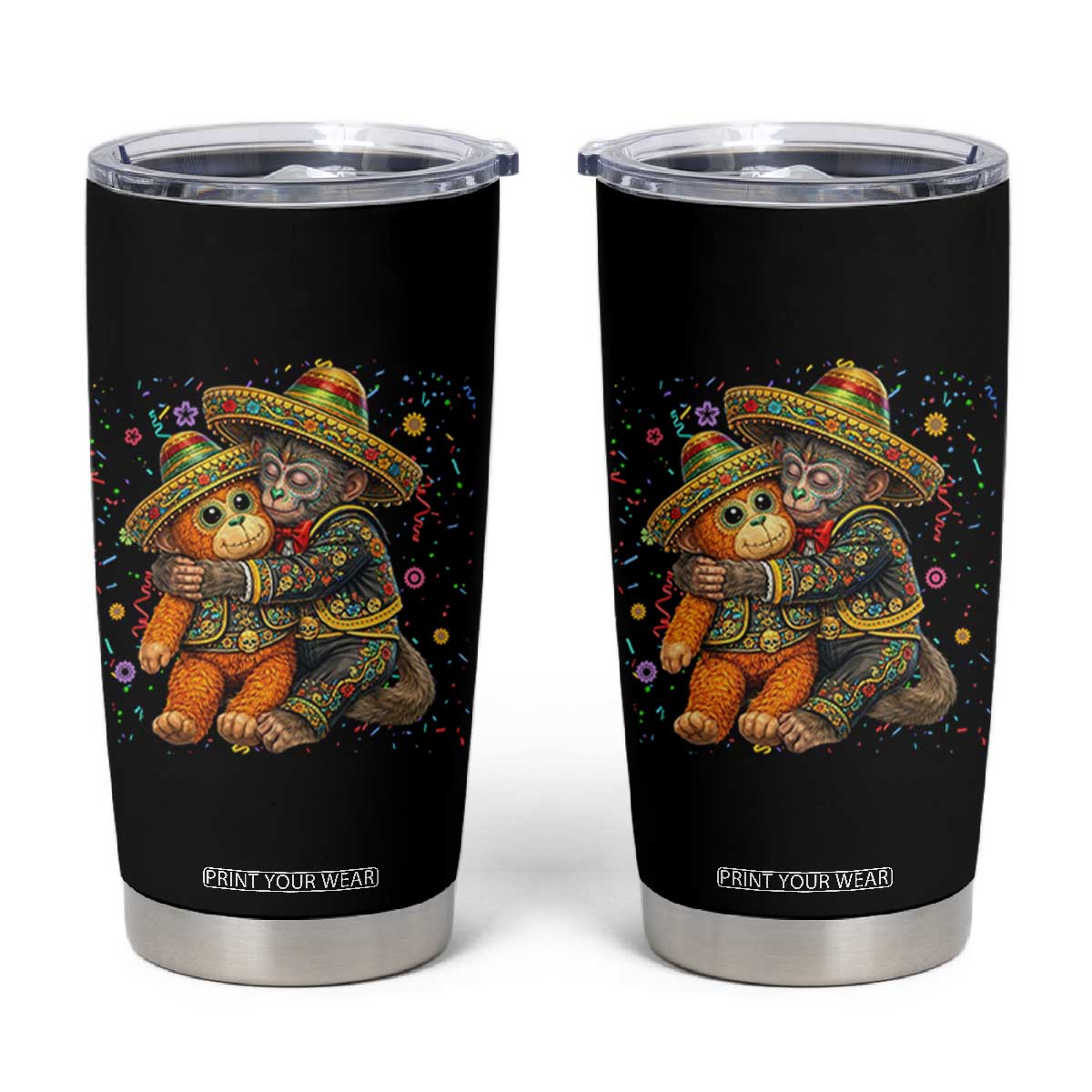 Funny Punch Baby Monkey Cinco De Mayo Tumbler Cup Mexican Fiesta Gift TS12 Black Print Your Wear