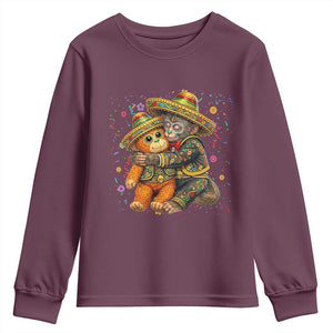 Funny Punch Baby Monkey Cinco De Mayo Youth Sweatshirt Mexican Fiesta Gift TS12 Maroon Print Your Wear