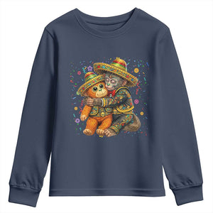 Funny Punch Baby Monkey Cinco De Mayo Youth Sweatshirt Mexican Fiesta Gift TS12 Navy Print Your Wear