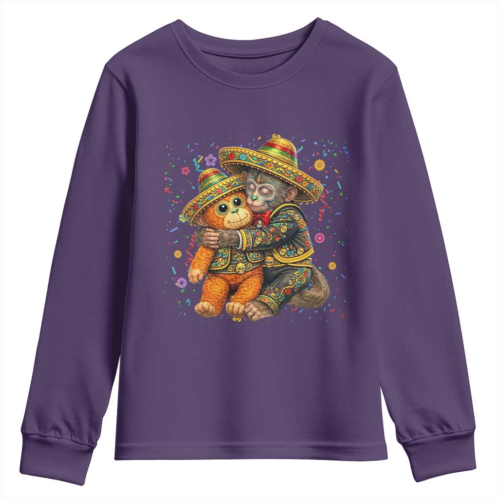 Funny Punch Baby Monkey Cinco De Mayo Youth Sweatshirt Mexican Fiesta Gift TS12 Purple Print Your Wear