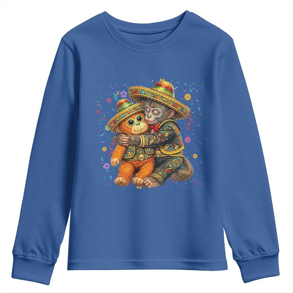Funny Punch Baby Monkey Cinco De Mayo Youth Sweatshirt Mexican Fiesta Gift TS12 Royal Blue Print Your Wear
