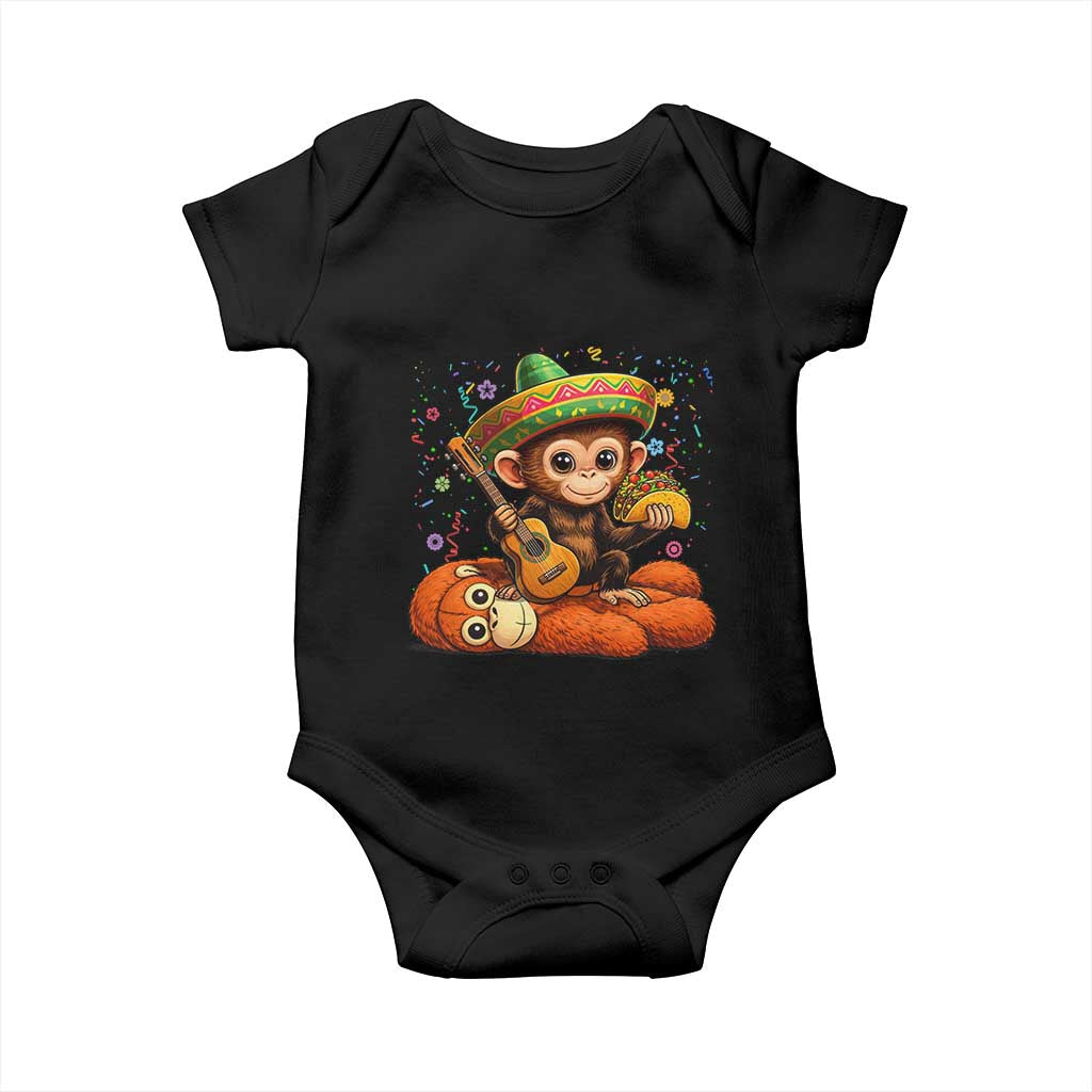 Cute Punch Baby Monkey Cinco De Mayo Baby Onesie Funny Animal Gift TS12 Black Print Your Wear