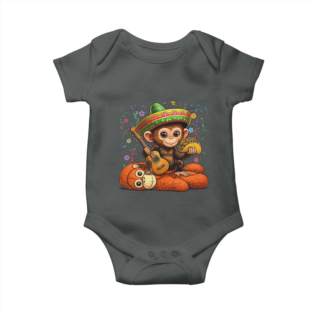 Cute Punch Baby Monkey Cinco De Mayo Baby Onesie Funny Animal Gift TS12 Dark Heather Print Your Wear