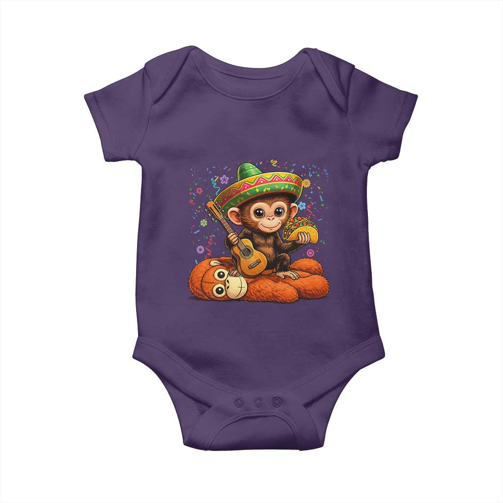 Cute Punch Baby Monkey Cinco De Mayo Baby Onesie Funny Animal Gift TS12 Purple Print Your Wear