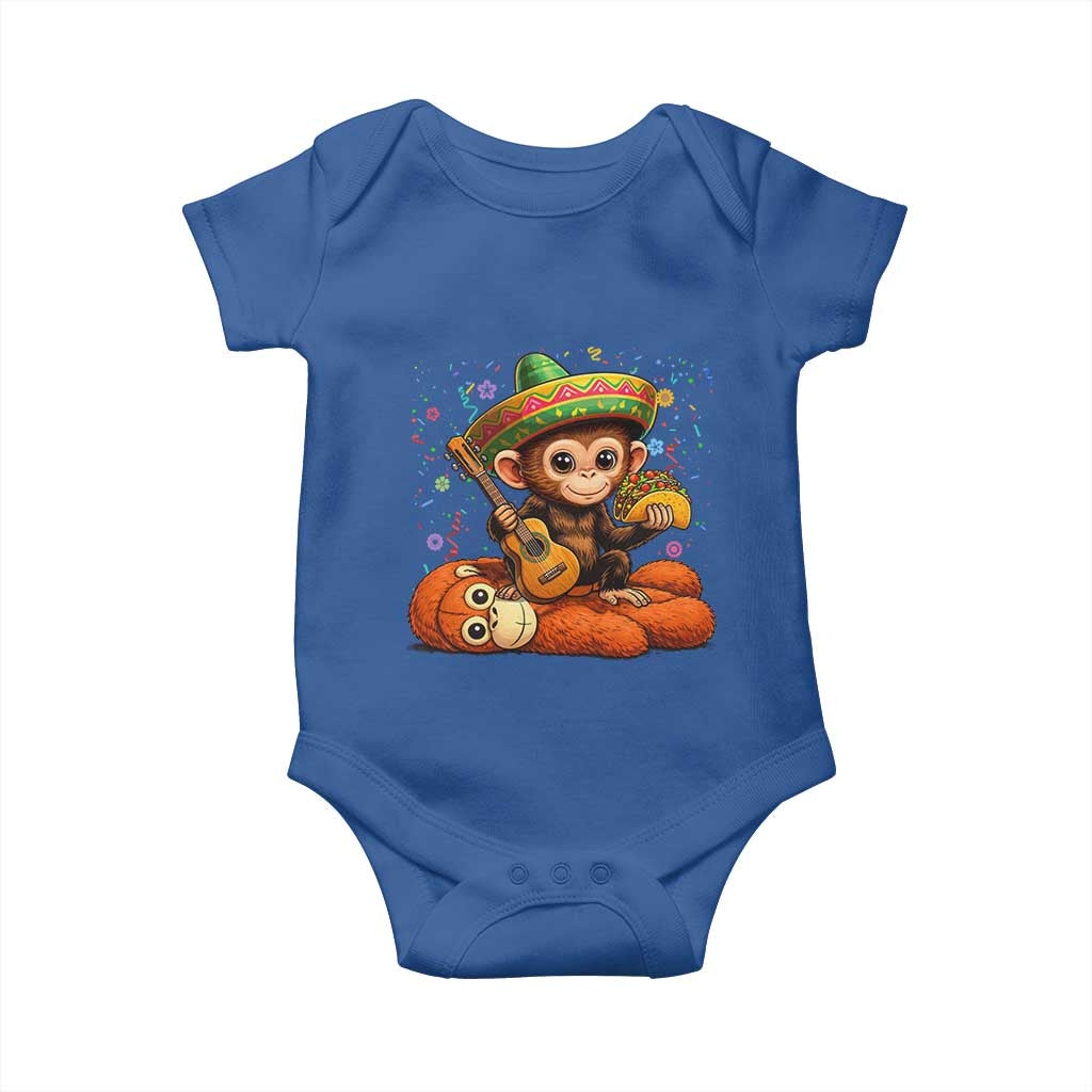 Cute Punch Baby Monkey Cinco De Mayo Baby Onesie Funny Animal Gift TS12 Royal Blue Print Your Wear