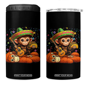 Cute Punch Baby Monkey Cinco De Mayo 4 in 1 Can Cooler Tumbler Funny Animal Gift TS12 One Size: 16 oz Black Print Your Wear
