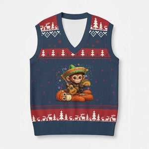 Cute Punch Baby Monkey Cinco De Mayo V-Neck Knit Sweater Vest Funny Animal Gift TS12 Navy Red Print Your Wear