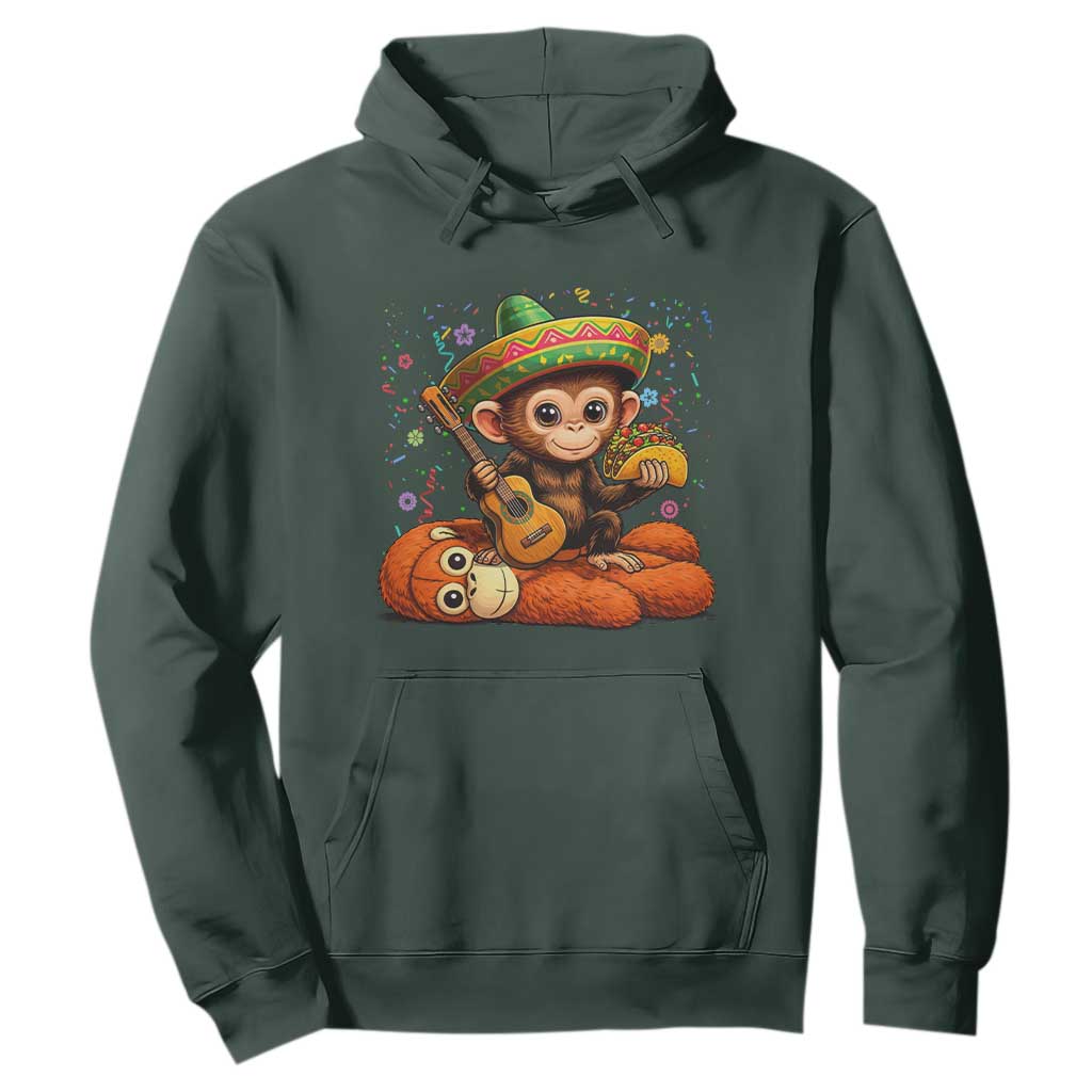 Cute Punch Baby Monkey Cinco De Mayo Hoodie Funny Animal Gift TS12 Dark Forest Green Print Your Wear