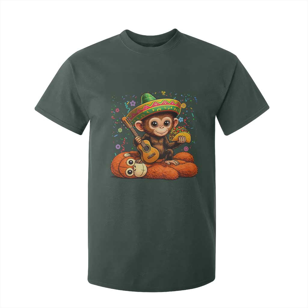 Cute Punch Baby Monkey Cinco De Mayo T Shirt For Kid Funny Animal Gift TS12 Dark Forest Green Print Your Wear