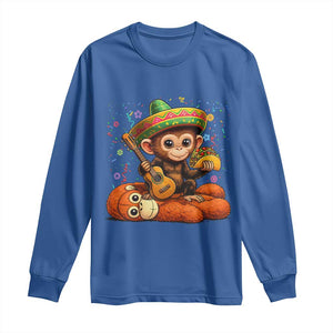 Cute Punch Baby Monkey Cinco De Mayo Long Sleeve Shirt Funny Animal Gift TS12 Royal Blue Print Your Wear