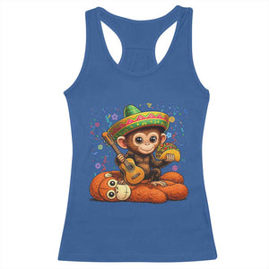 Cute Punch Baby Monkey Cinco De Mayo Racerback Tank Top Funny Animal Gift TS12 Royal Blue Print Your Wear